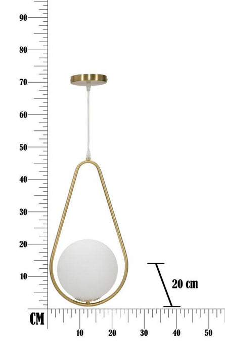 Hanglamp Glamy Drop Goud Witte Glasbol 24x20x46 cm