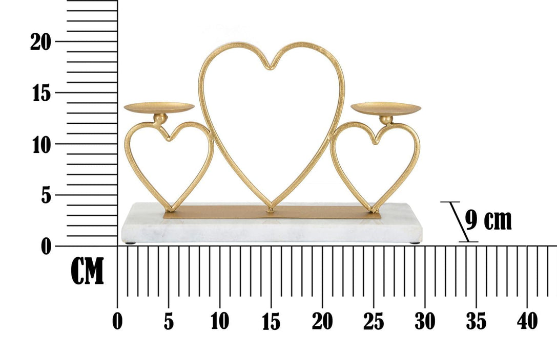 Hearts Kaarshouder Goud Metaal Marmer 30x20 cm