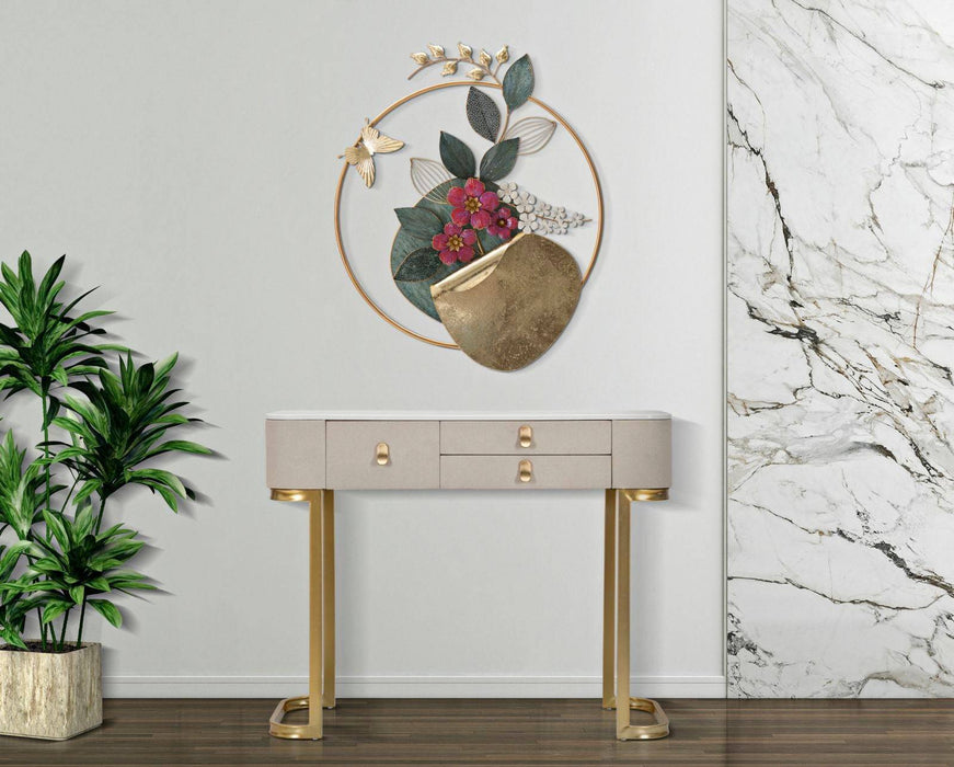 Sidetable Beauty Goud Witte Stof Marmerlook 3 Lades