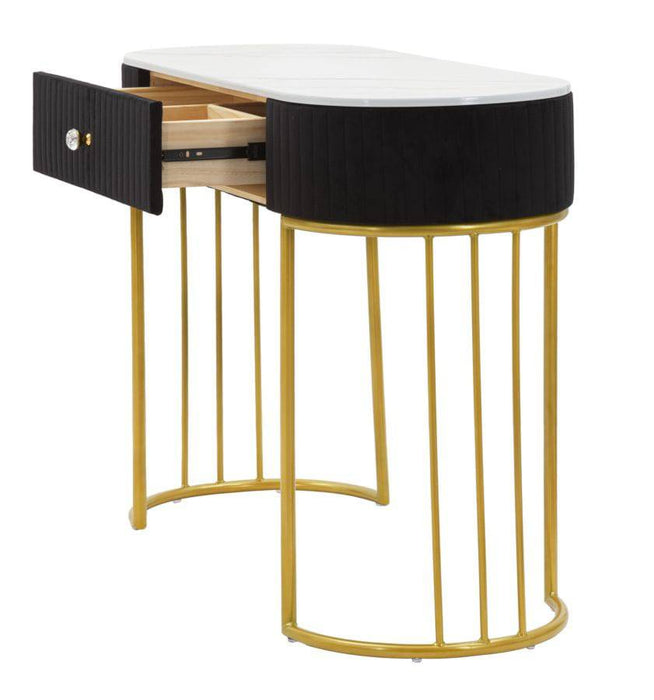 Sidetable Montpellier Zwart Stof Goud Metaal Marmer