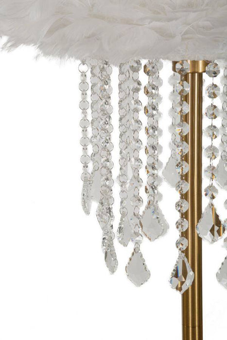 Vloerlamp Diamon Goud Kristal Witte Veren Ø 40x165 cm