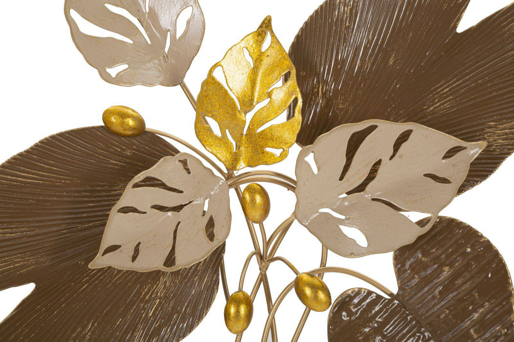 Golden Leaves Wanddecoratie Metaal Goud 50x50 cm