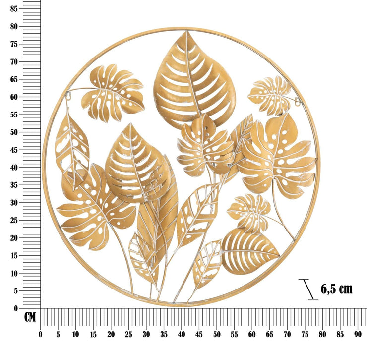 Jungle Ronde Wanddecoratie Goud Metaal 80 cm