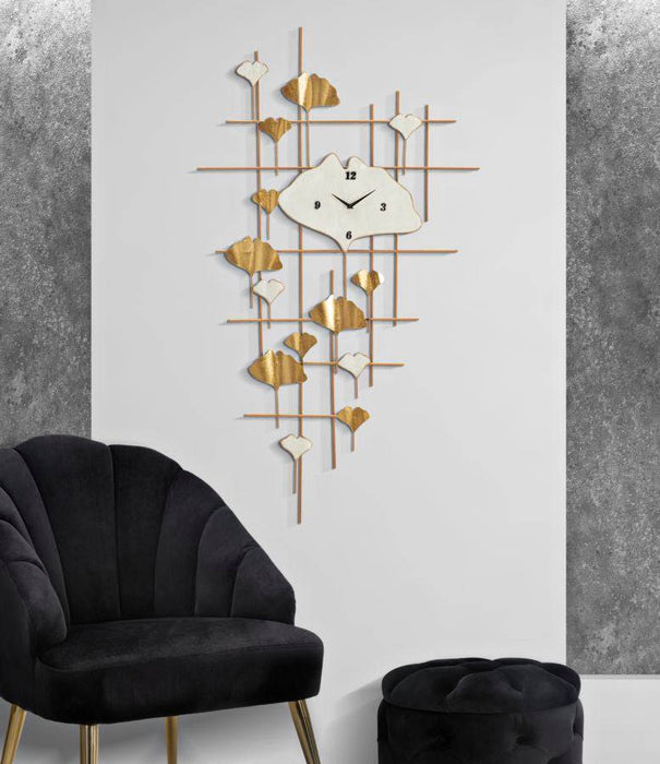 Wandklok Tow Decoratief Paneel Wit Goud 75x133 cm