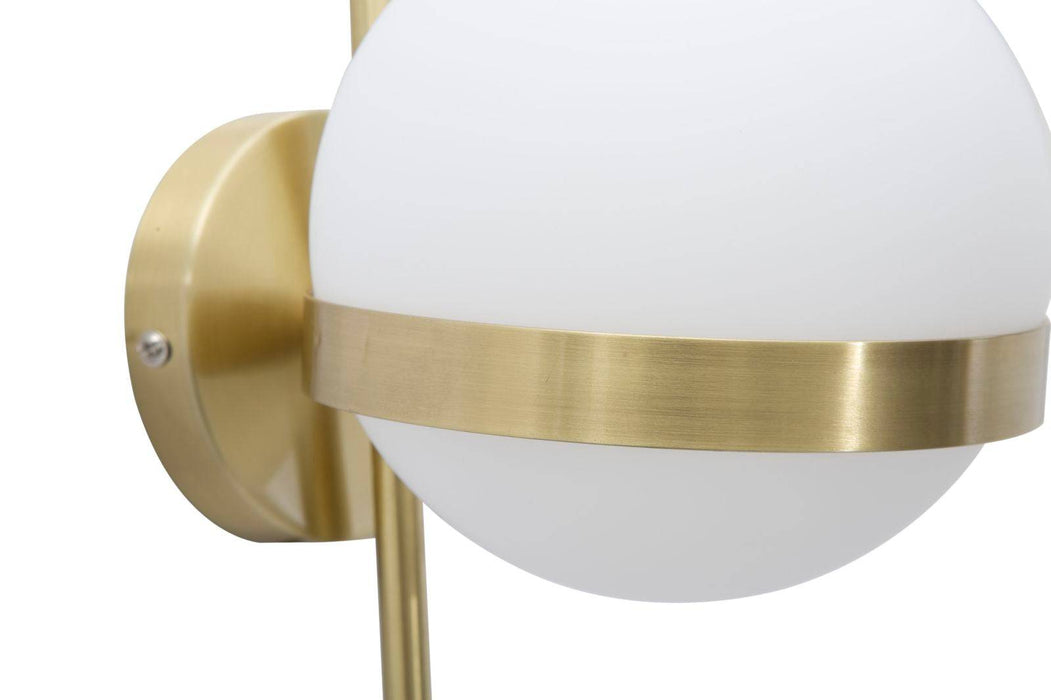 Wandlamp Glamy Circle Goud Metaal Witte Glazen Bol Ø 15x20x40 cm