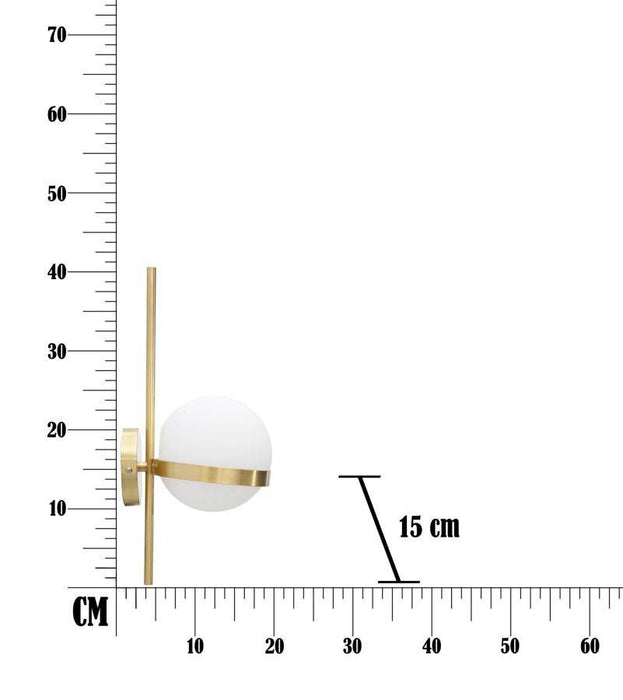 Wandlamp Glamy Circle Goud Metaal Witte Glazen Bol Ø 15x20x40 cm