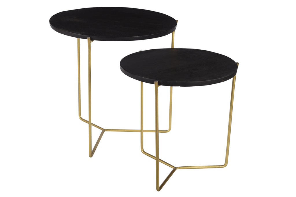 Livingfurn Mason Black Brass Set van 2 Bijzettafels