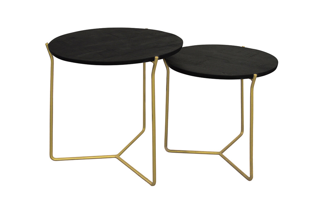 Livingfurn Mason Black Brass Set van 2 Bijzettafels