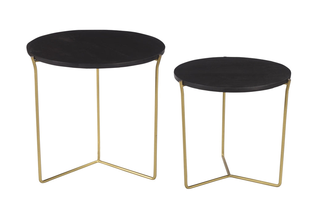 Livingfurn Mason Black Brass Set van 2 Bijzettafels