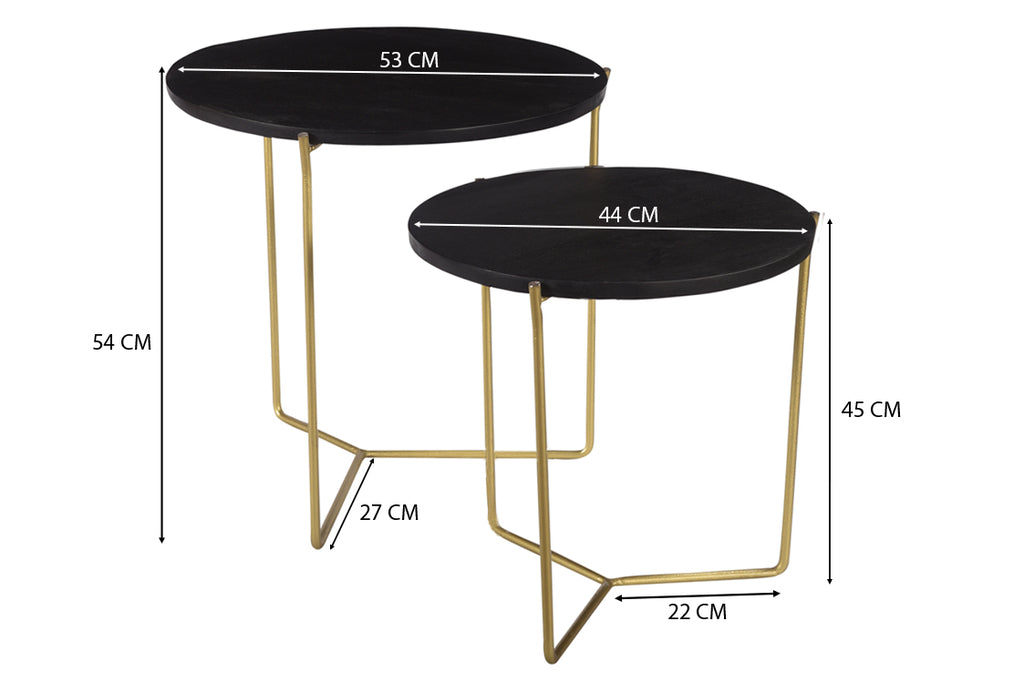 Livingfurn Mason Black Brass Set van 2 Bijzettafels