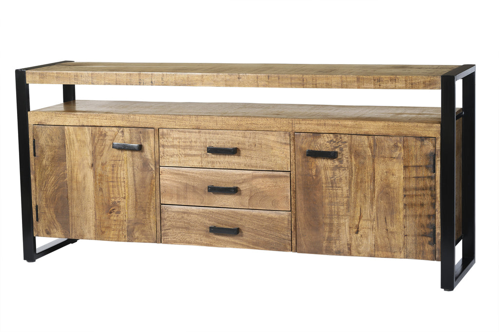 Livingfurn Nairobi Dressoir Mangohout Staal 180x80 cm