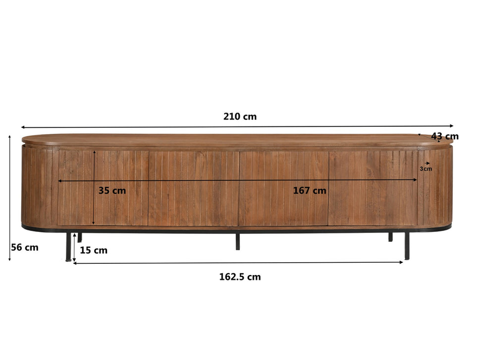 Livingfurn Noor TV Meubel Naturel Mangohout 210x56 cm