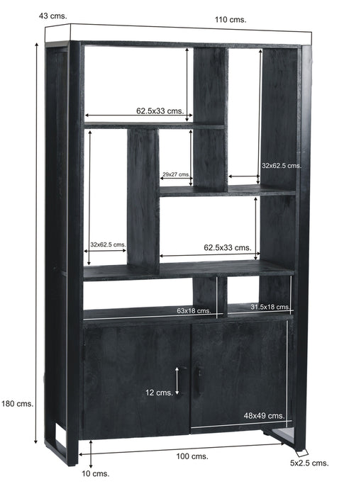 Livingfurn Norris Kast Zwart Mangohout 110x180 cm