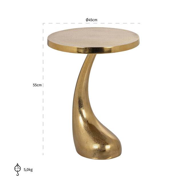 Richmond Ronde Bijzettafel 'Dolphin' 45cm goud