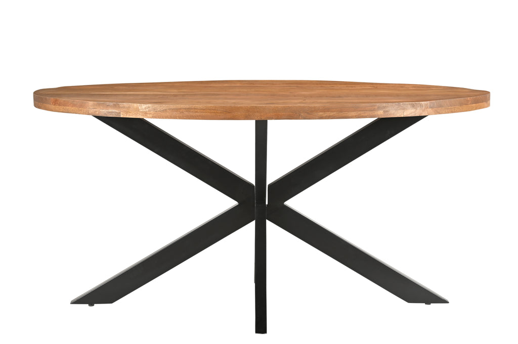 Rocky Ovale Eettafel Mangohout Staal 180 cm