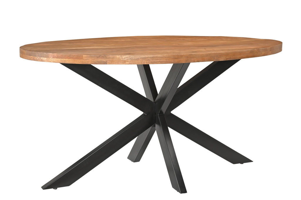 Rocky Ovale Eettafel Mangohout Staal 180 cm