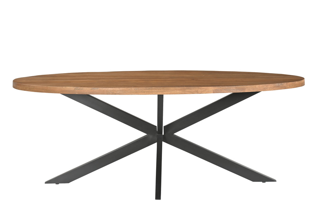 Rocky Ovale Eettafel Mangohout Staal, 240 cm