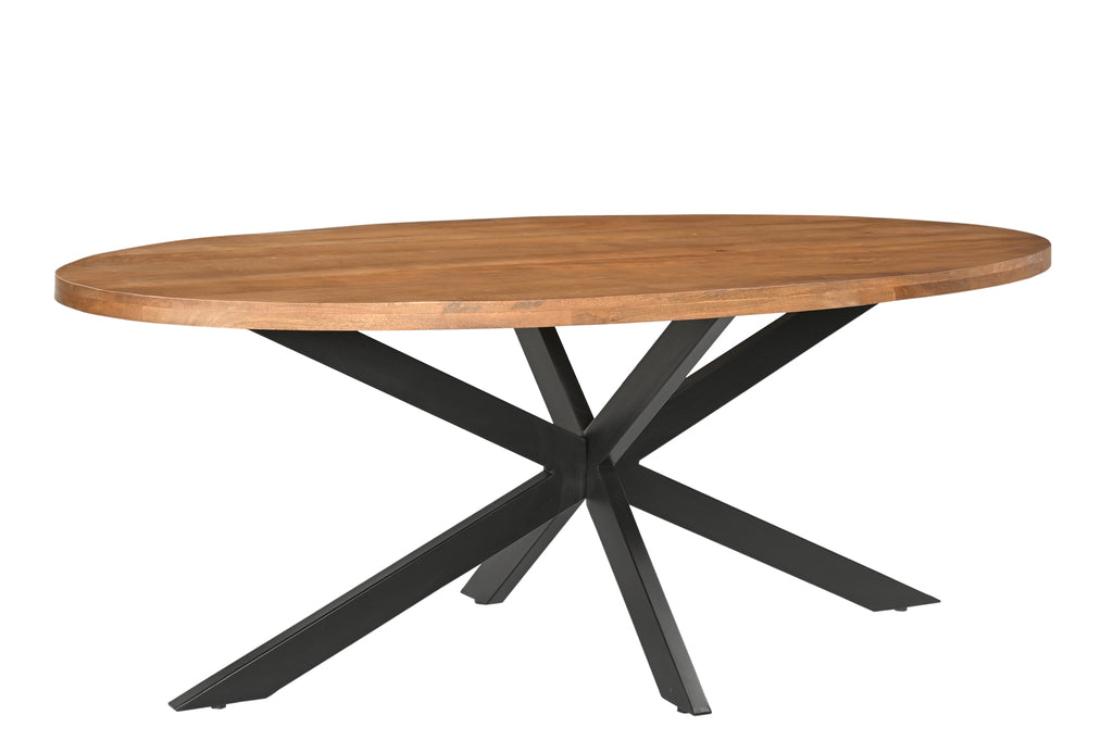 Rocky Ovale Eettafel Mangohout Staal, 240 cm