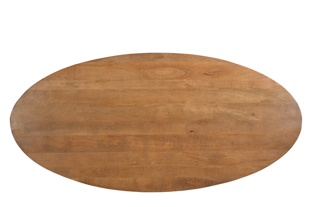 Rocky Ovale Eettafel Mangohout Staal, 240 cm